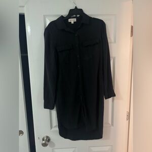 Midi black button down dress